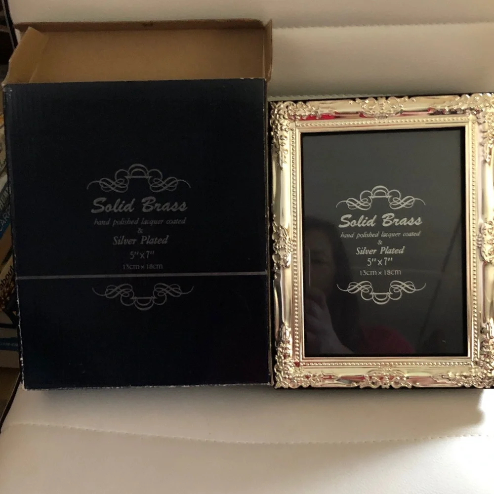 Ornate Silver-Plated Picture Frame - Classic Solid Brass Look